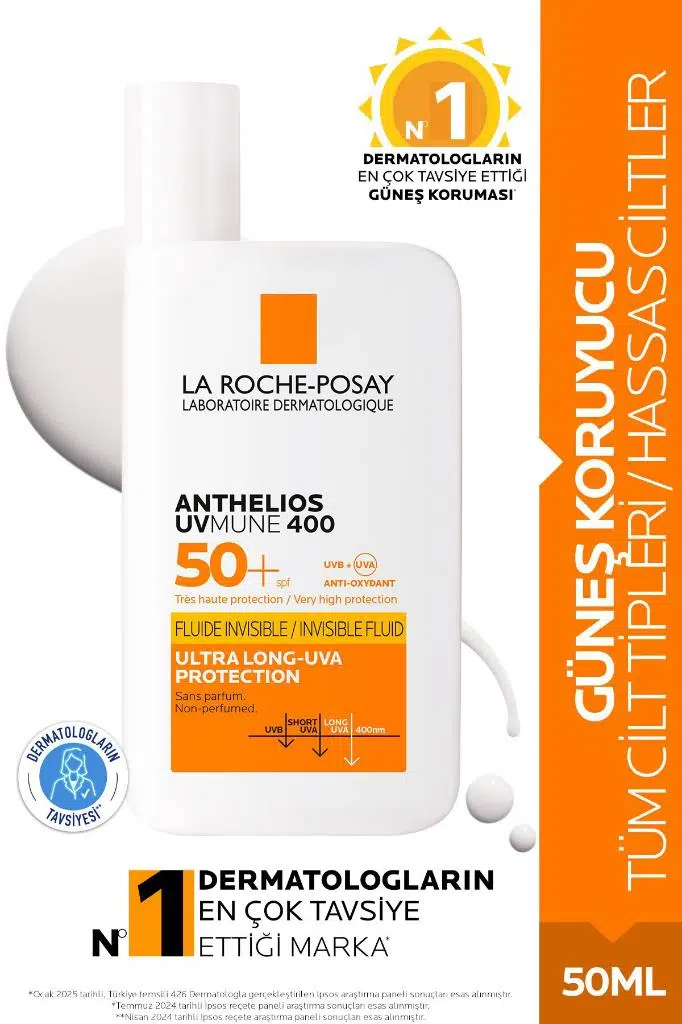 Anthelios Uvmune 400 Invisible Fluid Spf50+ Güneş Koruyucu 50 ml- Tüm Cilt Tipleri